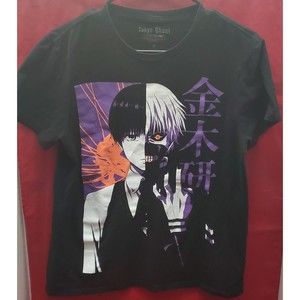 Tokyo Ghoul Kaneki Split Face Black T-Shirt Men's Size Small